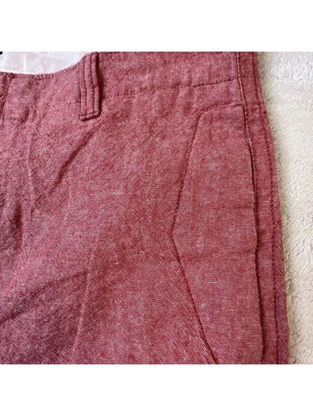 J. Crew Linen Cotton Beach Shorts Mens 33 Red Coastal Preppy 9” Inseam Textured